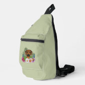 Rhodesian Ridgeback Head Bunte Blume Grün Crossbody Bag (Rechte Ecke)