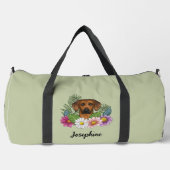 Rhodesian Ridgeback Head Bunte Blume Grün Duffle Bag (Vorderseite)