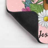 Rhodesian Ridgeback Head Bunte Blume und Name Mousepad (Ecke)