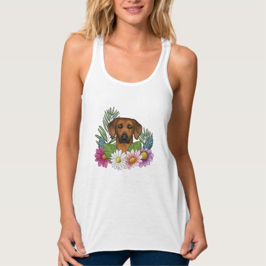 Rhodesian Ridgeback Head Colorful Nature Florals Tank Top (Vorderseite)