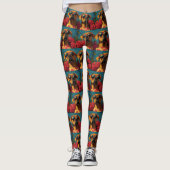 Rhodesian Ridgeback Heart Rose Valentinstag Leggings (Vorderseite)