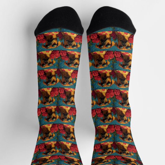 Rhodesian Ridgeback Heart Rose Valentinstag Socken (Oben)