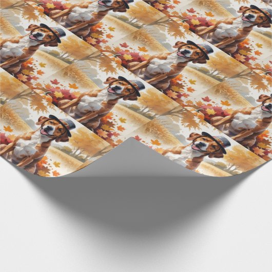 Rhodesian Ridgeback Herbst Erntedank Art Geschenkpapier (Ecke)