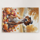 Rhodesian Ridgeback Herbst Erntedank Art Puzzle (Horizontal)