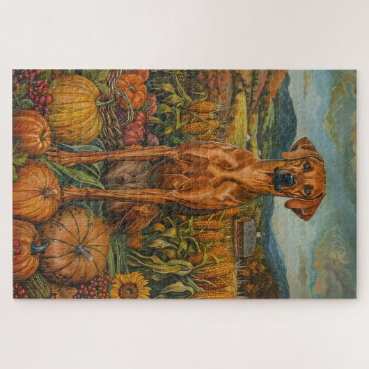 Rhodesian Ridgeback Herbsternte Erntedank Puzzle (Horizontal)