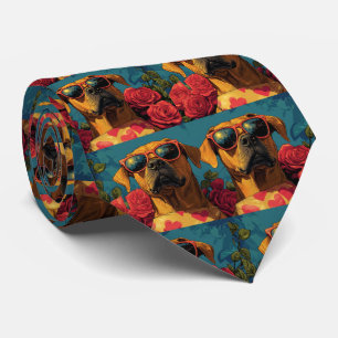 Rhodesian Ridgeback Herz Rosen Valentinstag Krawatte