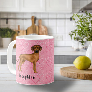 Rhodesian Ridgeback Hund auf rosa Herzen mit Namen Kaffeetasse