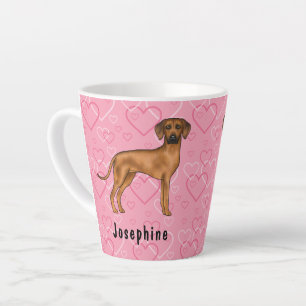 Rhodesian Ridgeback Hund auf rosa Herzen mit Namen Milchtasse