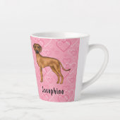 Rhodesian Ridgeback Hund auf rosa Herzen mit Namen Milchtasse (Rechts)