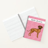 Rhodesian Ridgeback Hund auf rosa Herzen mit Text Notizblock (Innenseite)