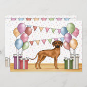 Rhodesian Ridgeback Hund farbenfrohe Pastel Geburt Einladung (Vorne/Hinten)