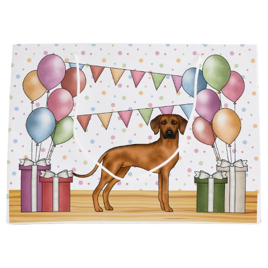 Rhodesian Ridgeback Hund farbenfrohe Pastel Geburt Große Geschenktüte (Vorderseite)