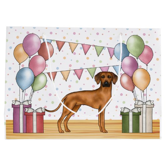 Rhodesian Ridgeback Hund farbenfrohe Pastel Geburt Große Geschenktüte (Rückseite)