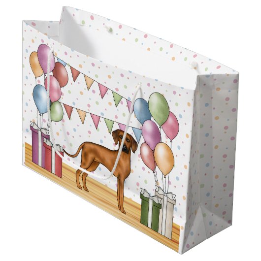 Rhodesian Ridgeback Hund farbenfrohe Pastel Geburt Große Geschenktüte (Vorderseite Schrägansicht)