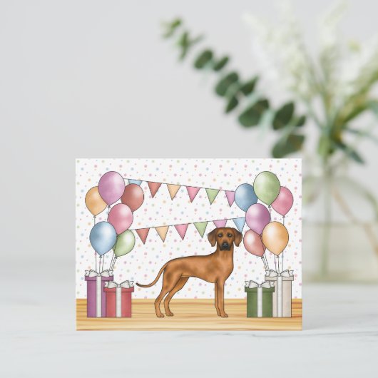 Rhodesian Ridgeback Hund farbenfrohe Pastel Geburt Postkarte (Stehend Vorderseite)