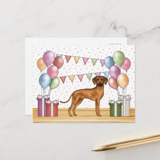 Rhodesian Ridgeback Hund farbenfrohe Pastel Geburt Postkarte (Vorderseite/Rückseite Beispiel)