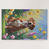 Rhodesian Ridgeback Hund Frühlingsblumen Malerei Puzzle (Horizontal)