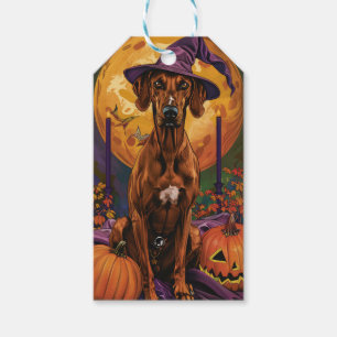 Rhodesian Ridgeback Hund Halloween Hexe Kürbis Geschenkanhänger