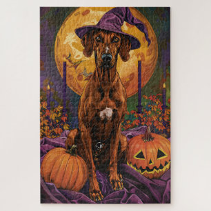 Rhodesian Ridgeback Hund Halloween Hexe Kürbis Puzzle
