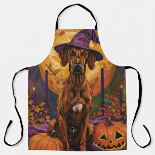 Rhodesian Ridgeback Hund Halloween Hexe Kürbis Schürze