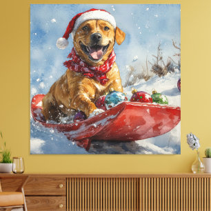 Rhodesian Ridgeback Hund im Schlitten Weihnachten Leinwanddruck