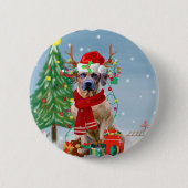 Rhodesian Ridgeback Hund in Schnee Weihnachtsgesch Button (Vorderseite)
