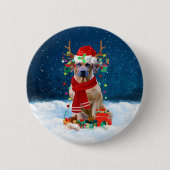 Rhodesian Ridgeback Hund in Schnee Weihnachtsgesch Button (Vorderseite)