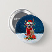 Rhodesian Ridgeback Hund in Schnee Weihnachtsgesch Button (Vorne & Hinten)