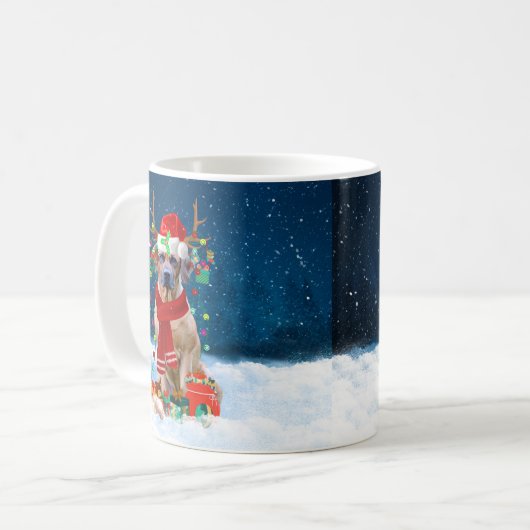 Rhodesian Ridgeback Hund in Schnee Weihnachtsgesch Kaffeetasse (Vorderseite Links)