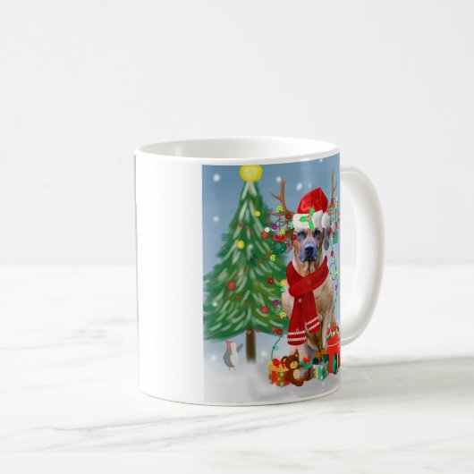 Rhodesian Ridgeback Hund in Schnee Weihnachtsgesch Kaffeetasse (VorderseiteRechts)