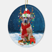 Rhodesian Ridgeback Hund in Schnee Weihnachtsgesch Keramik Ornament (Links)
