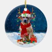 Rhodesian Ridgeback Hund in Schnee Weihnachtsgesch Keramik Ornament (Hinten)