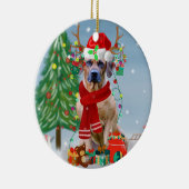 Rhodesian Ridgeback Hund in Schnee Weihnachtsgesch Keramik Ornament (Rechts)
