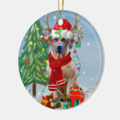 Rhodesian Ridgeback Hund in Schnee Weihnachtsgesch Keramik Ornament (Links)
