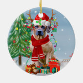 Rhodesian Ridgeback Hund in Schnee Weihnachtsgesch Keramik Ornament (Hinten)