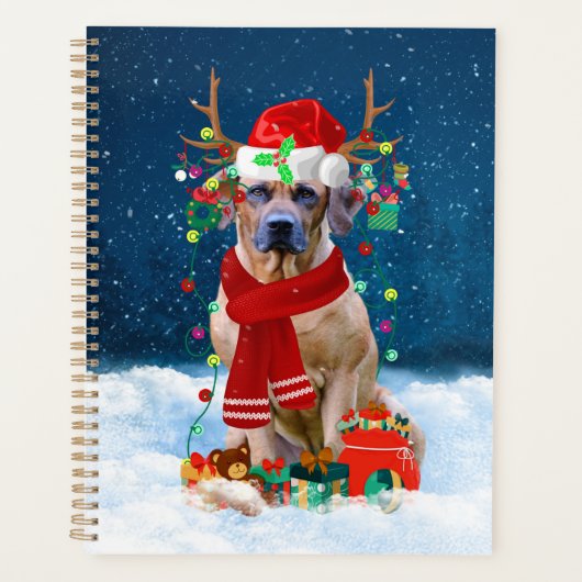 Rhodesian Ridgeback Hund in Schnee Weihnachtsgesch Planer (Vorderseite)