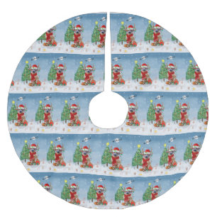 Rhodesian Ridgeback Hund in Schnee Weihnachtsgesch Polyester Weihnachtsbaumdecke