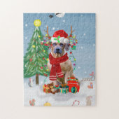 Rhodesian Ridgeback Hund in Schnee Weihnachtsgesch Puzzle (Vertikal)