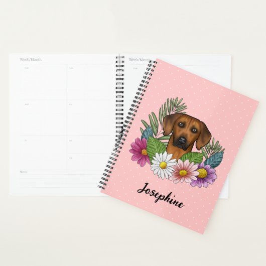 Rhodesian Ridgeback Hund Kopf farbenfroh florales Planer (Anzeige)