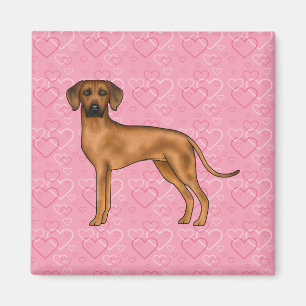 Rhodesian Ridgeback Hund Liebe Herz Muster Rosa Magnet