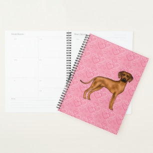 Rhodesian Ridgeback Hund Liebe Herz Muster Rosa Planer