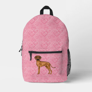 Rhodesian Ridgeback Hund Liebe Herzmuster Rosa Bedruckter Rucksack