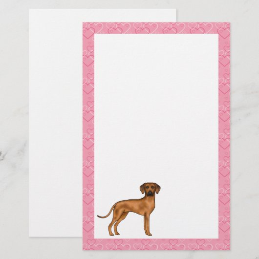 Rhodesian Ridgeback Hund Liebe Herzmuster Rosa Briefpapier (Vorne/Hinten)