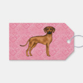 Rhodesian Ridgeback Hund Liebe Herzmuster Rosa Geschenkanhänger (Vorderseite (Horizontal))