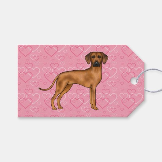 Rhodesian Ridgeback Hund Liebe Herzmuster Rosa Geschenkanhänger (Vorderseite (Horizontal))