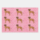 Rhodesian Ridgeback Hund Liebe Herzmuster Rosa Geschenkpapier Set (Vorderseite)