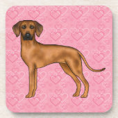 Rhodesian Ridgeback Hund Liebe Herzmuster Rosa Getränkeuntersetzer (Vorderseite)