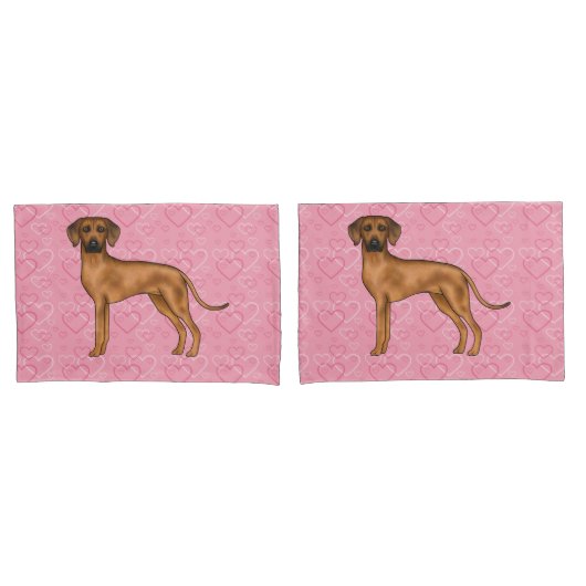 Rhodesian Ridgeback Hund Liebe Herzmuster Rosa Kissenbezug (Vorderseite-Set)