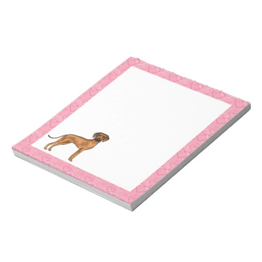 Rhodesian Ridgeback Hund Liebe Herzmuster Rosa Notizblock (Rotiert)