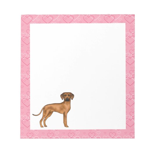Rhodesian Ridgeback Hund Liebe Herzmuster Rosa Notizblock (Vorderseite)